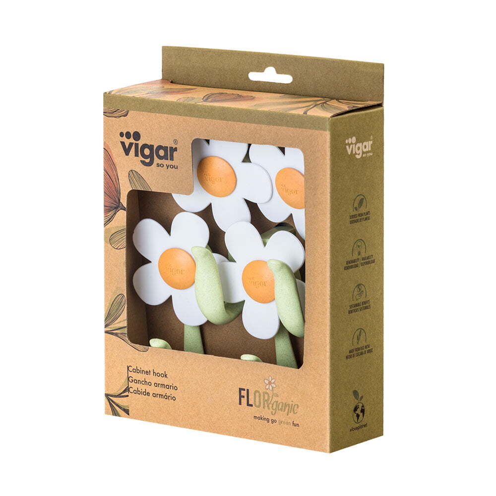 Vigar 13cm Florganic Cabinet/Door Hook Set Kitchen/Bathroom Space Organiser (4 Pieces) — image 3