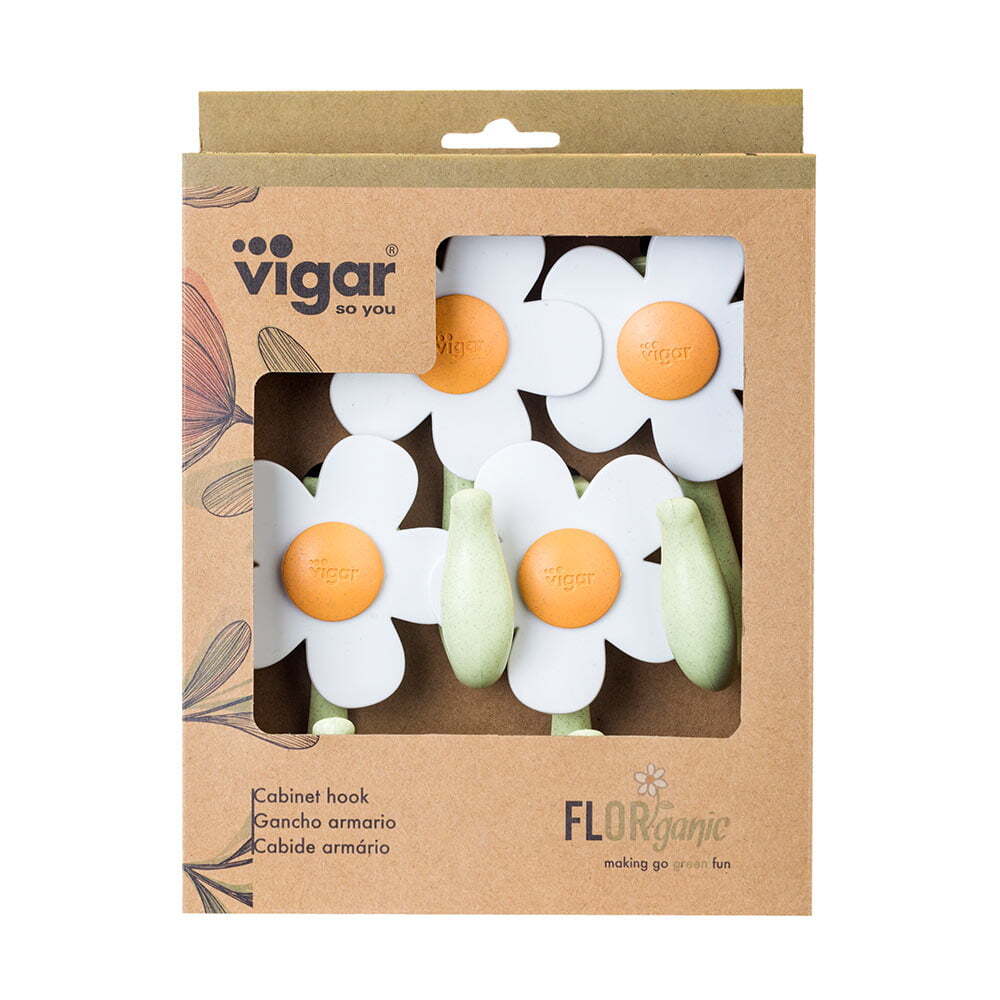 Vigar 13cm Florganic Cabinet/Door Hook Set Kitchen/Bathroom Space Organiser (4 Pieces) — image 2