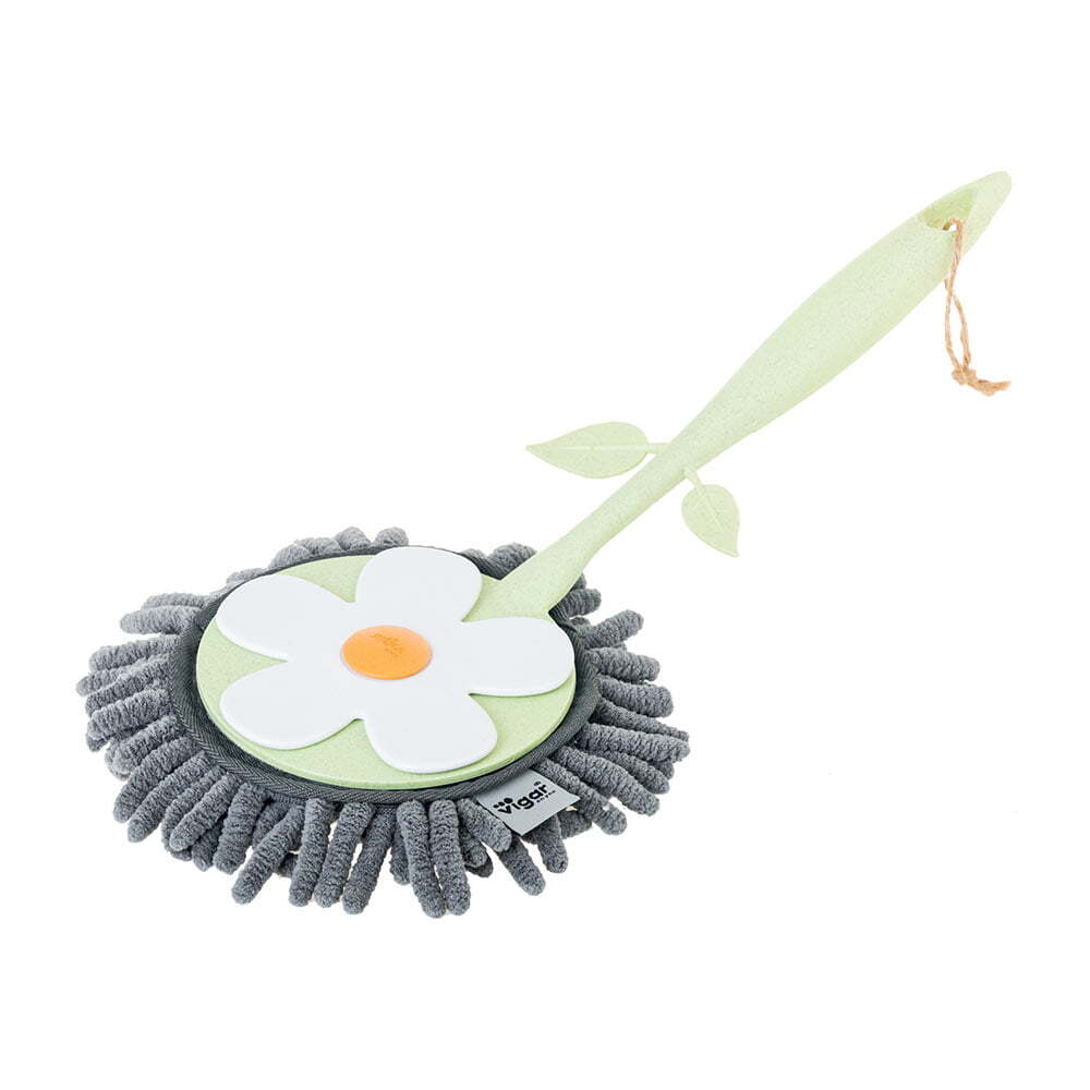 Vigar Florganic Round Microfibre Duster Home/Room Sweeping Cleaner Green/Grey — image 3