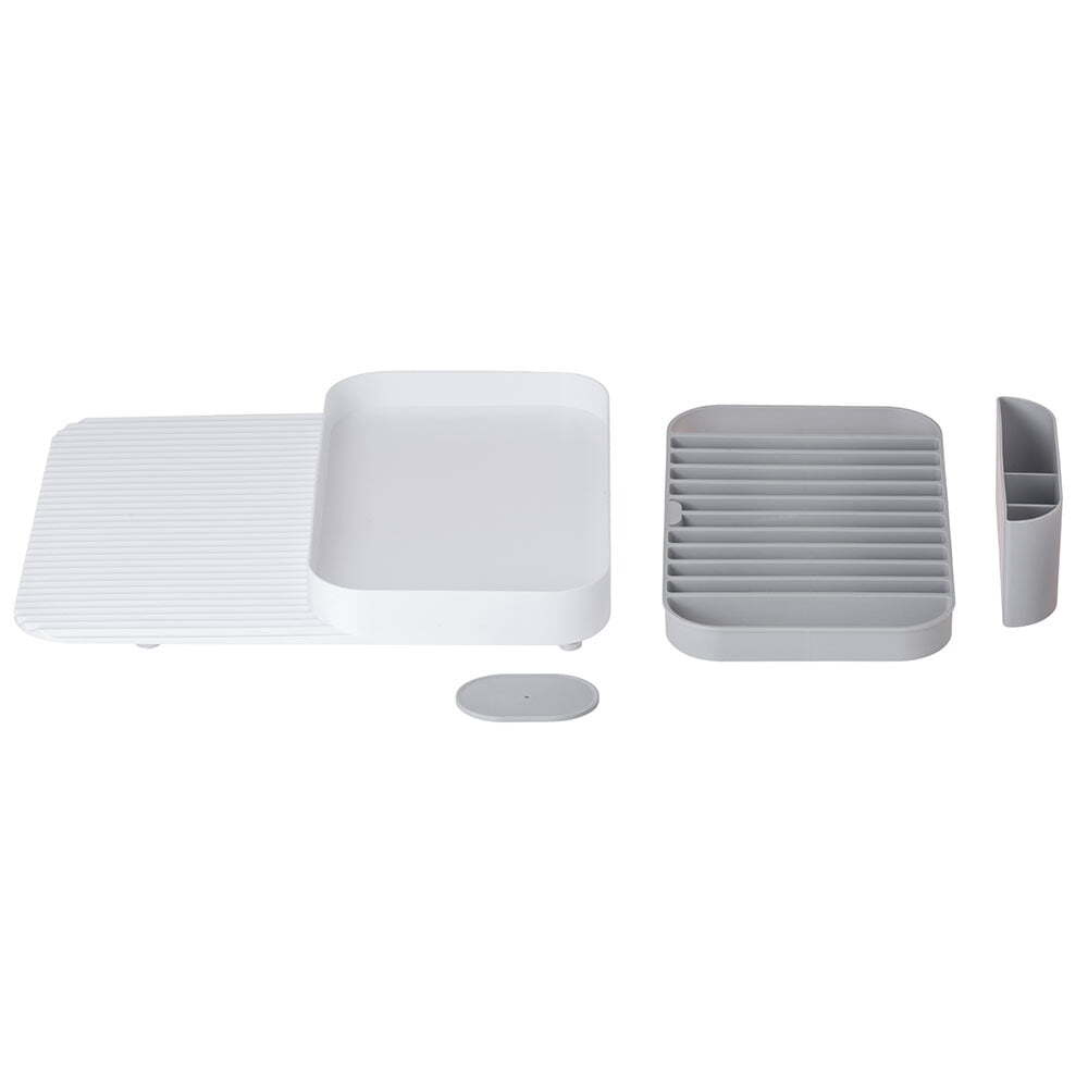 Vigar Rengo Dish Drying Rack & Cutlery Bucket Drainer Set Storage White/Grey — image 4