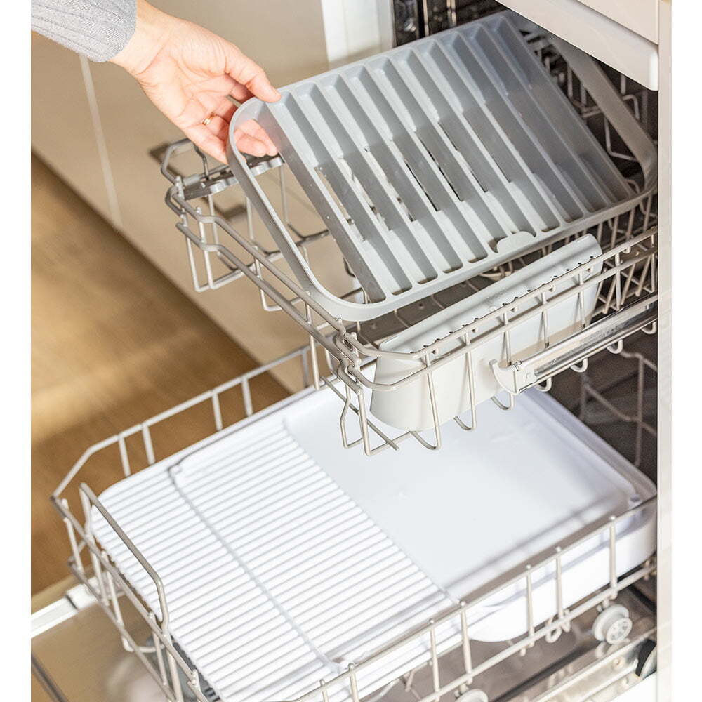 Vigar Rengo Dish Drying Rack & Cutlery Bucket Drainer Set Storage White/Grey — image 7