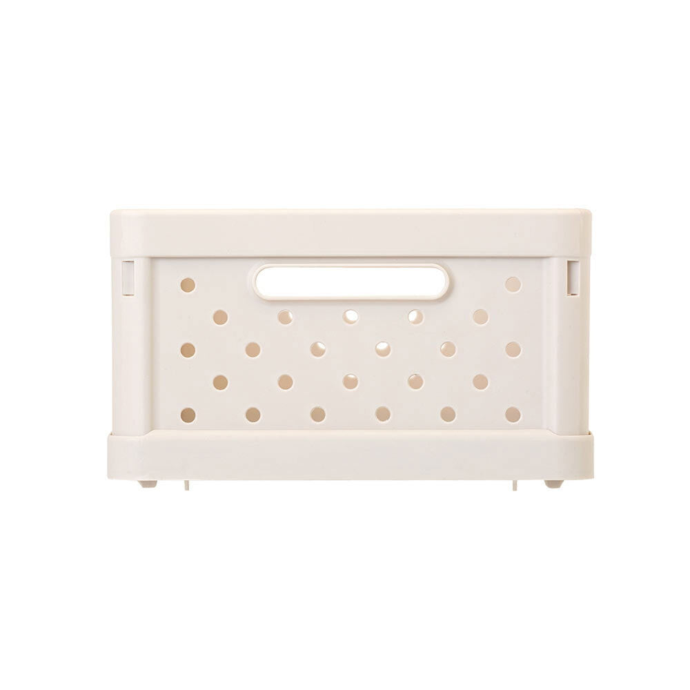 Vigar Compact 3.3L Plastic Foldable Crate Home Basket Storage Tray Sand White — image 2