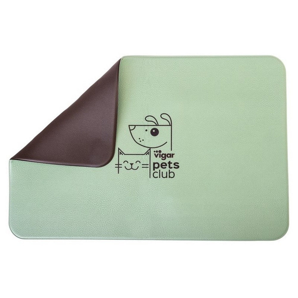 Vigar Pets Club 60x40cm Rectangle Non-Slip Cat/Dog Feeding Mat/Pad Green/Brown