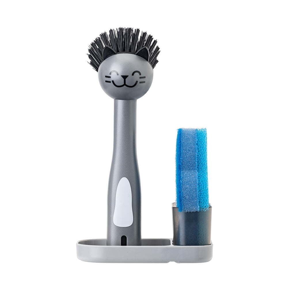 Vigar Pets Club Cat Sink Caddy Dish Brush/Scourer w/ Tray Holder Cleaner Set (3 Pieces)