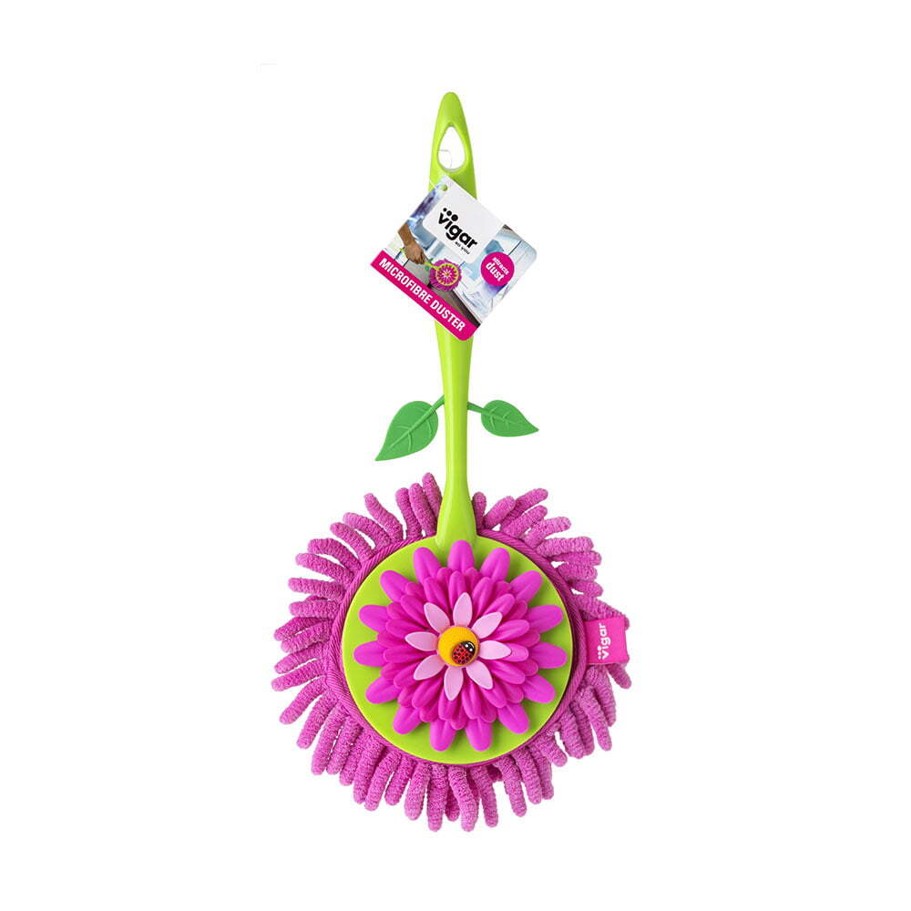 Vigar Flower Power Round Microfibre Cleaning Duster Home/Kitchen Cleaner Pink — image 2
