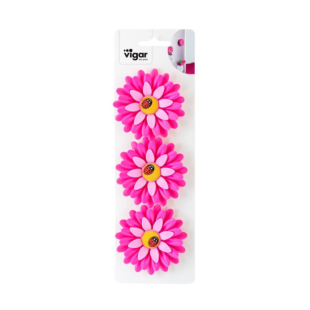 Vigar 3pc Vigar Compact Flower Power Refrigerator Fridge Magnet Office Decor Pink (2 Pack) — image 3