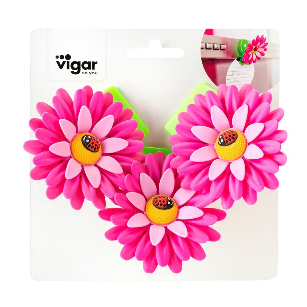 Vigar Flower Power 8cm Fridge/Refrigerator Magnetic Clip Home Decor Pink (3 Pieces) — image 2