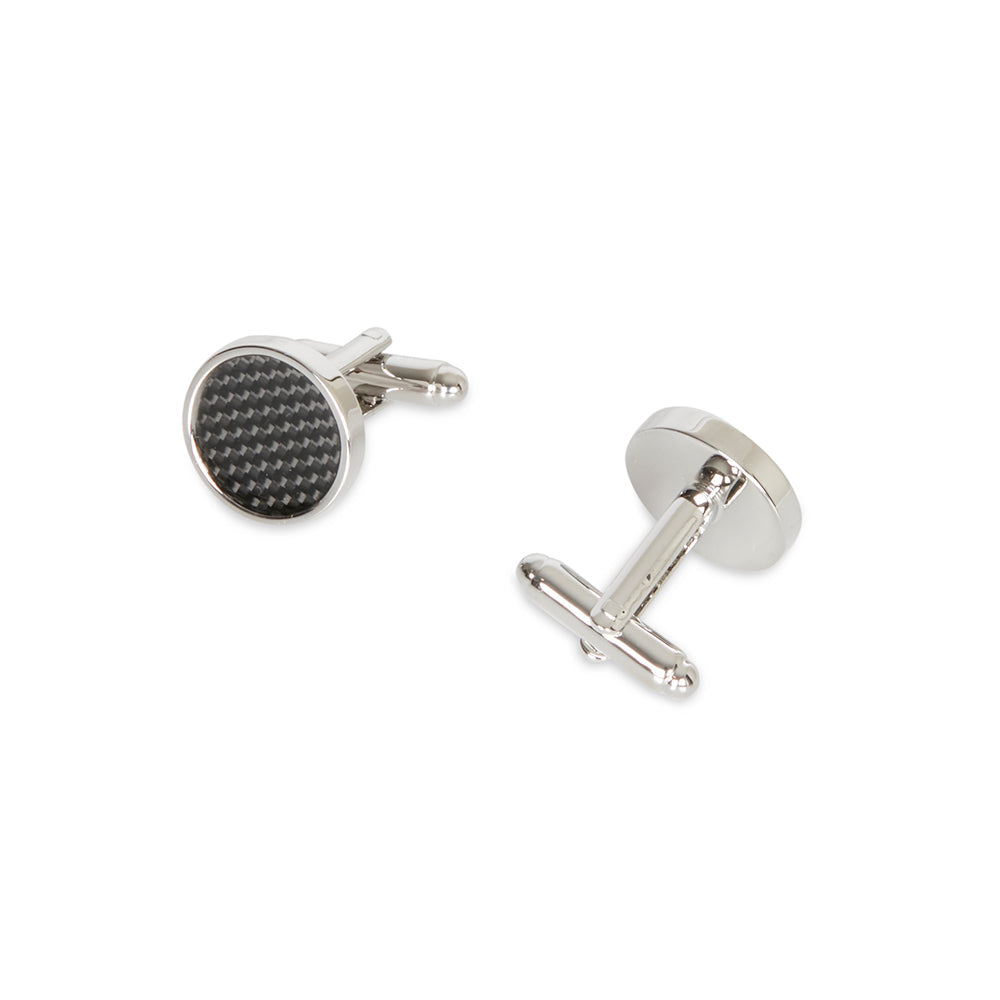 Van Heusen Men's Black Circle Round T-Bar Cufflinks Business Accessory Silver