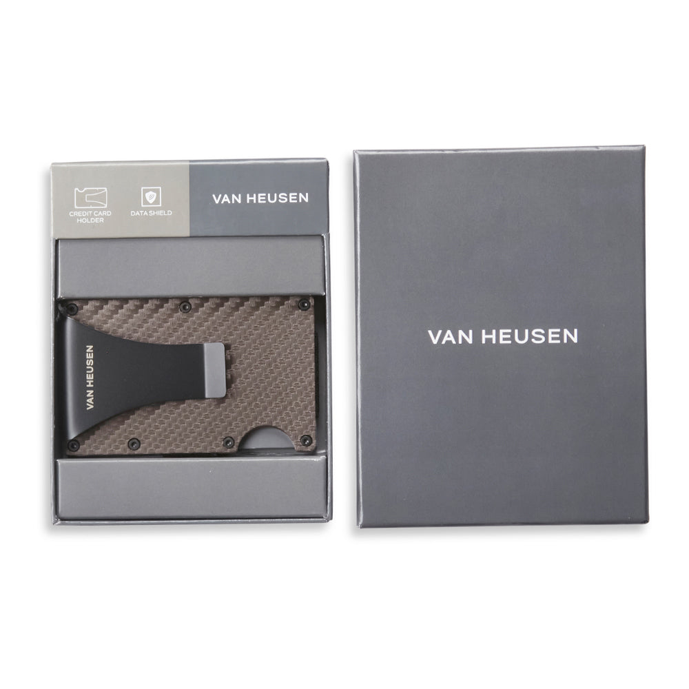 Van Heusen Men's Metal Credit Card Holder w/Money Clip Wallet Textured Graphite