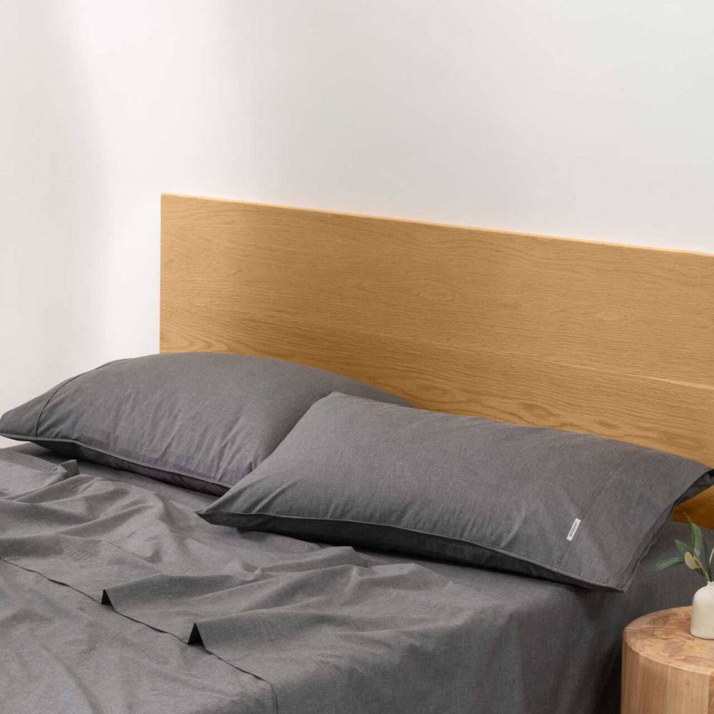 Canningvale King Single Vintage Softwash Cotton Soft Sheet Set Charcoal Melange