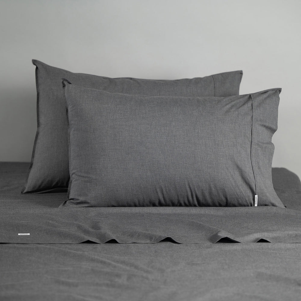 Canningvale Queen Classic Vintage Softwash Cotton Sheet Set Charcoal Melange