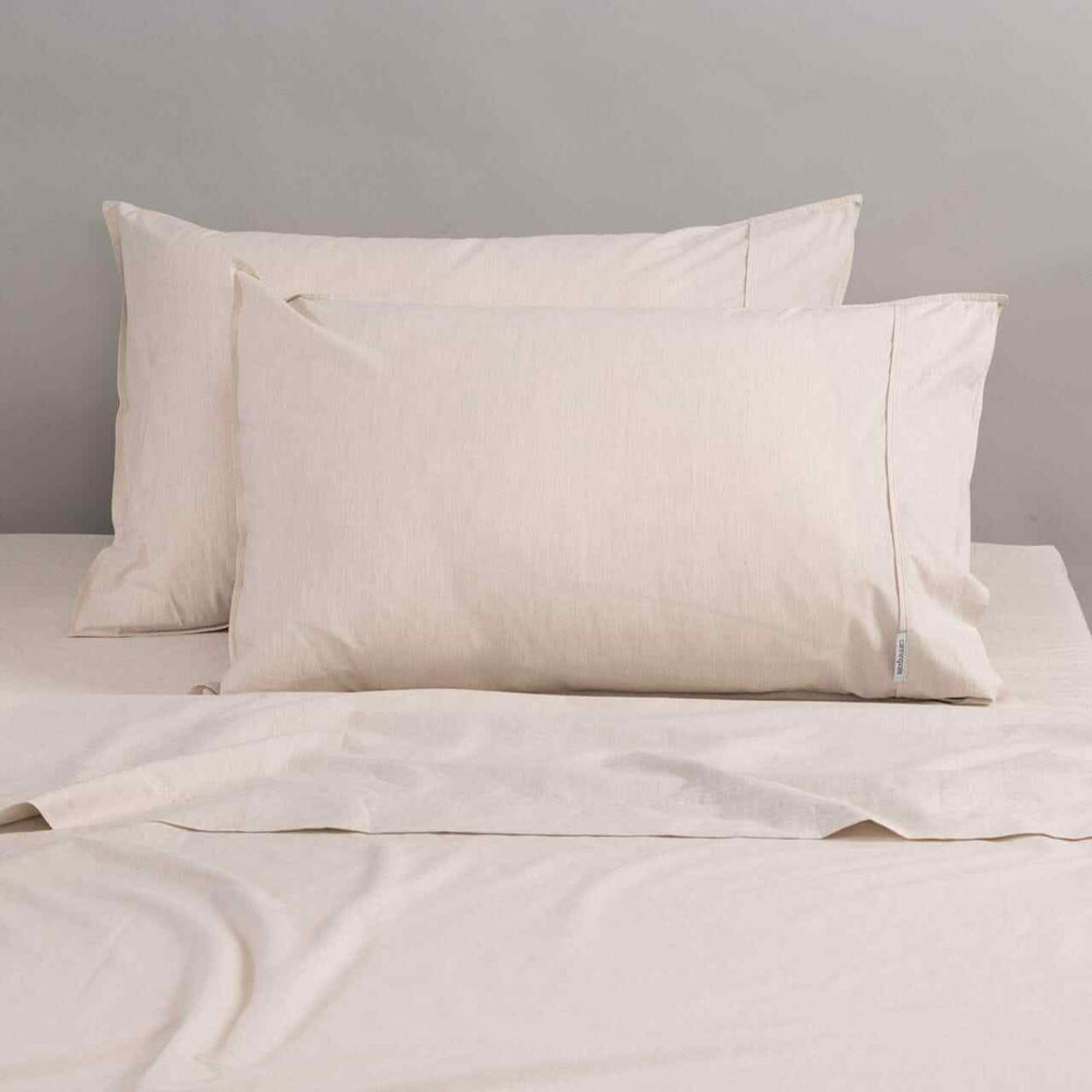 Canningvale King Classic Vintage Softwash Soft Cotton Sheet Set Oatmeal Melange