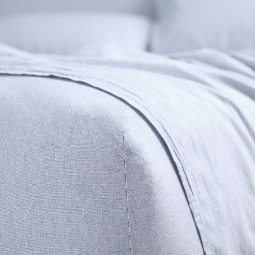 Canningvale Vintage Softwash Size Super King Cotton Sheet Set Misty Blue Melange — image 3