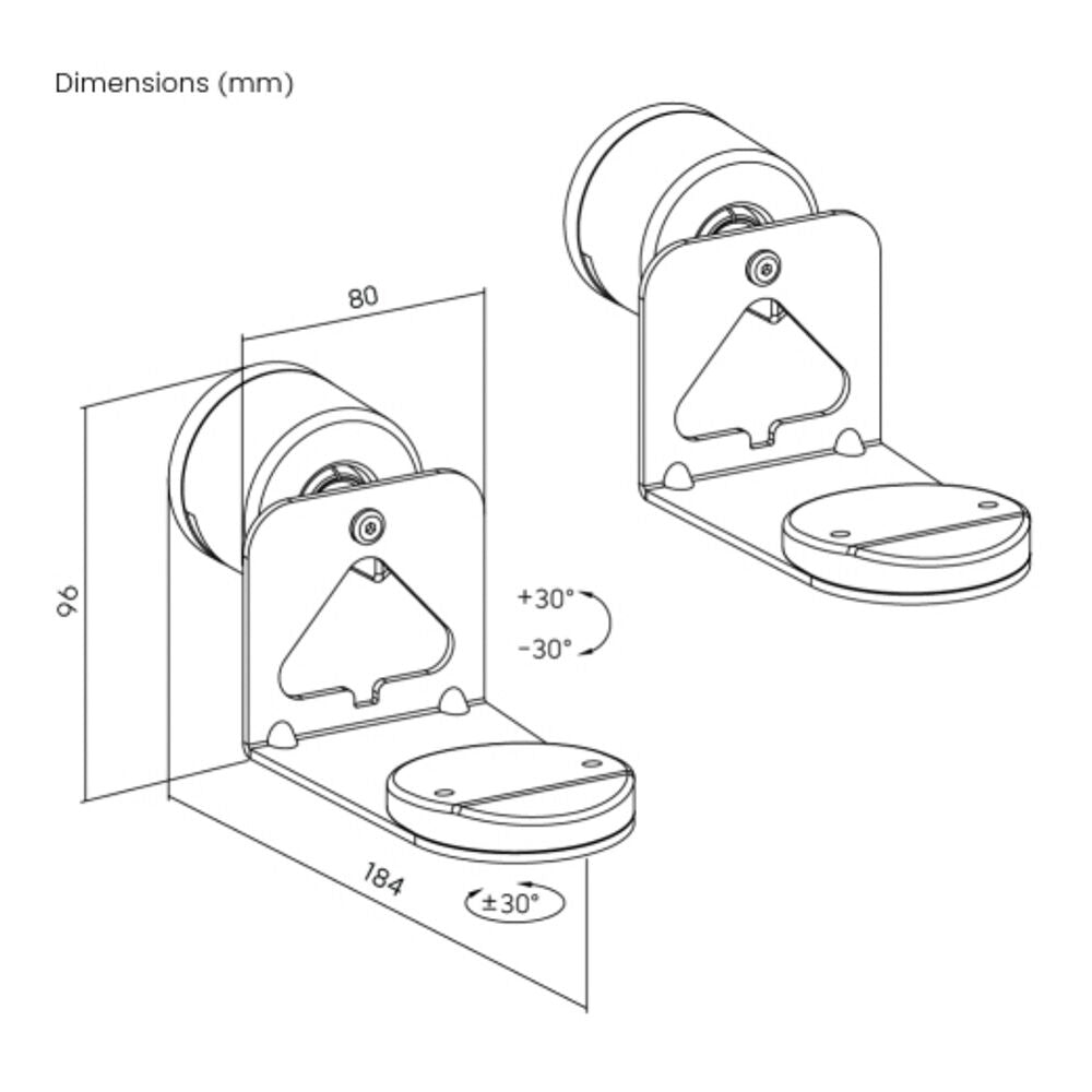 Verdante Adjustable Speaker Wall Mount for Sonos Era 100 & 300 White (2 Pieces) — image 2
