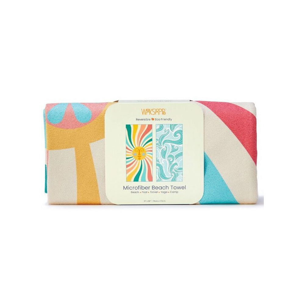 Werkshoppe Reversible Microfiber Beach Towel Quick Dry 173cm Large Sun & Sea