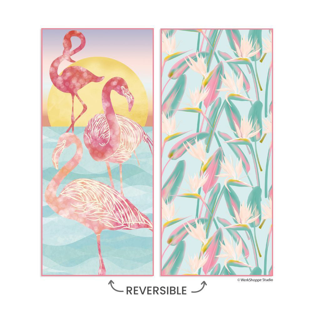 Werkshoppe Flamingo Sunset Microfiber Reversible Beach Towel Large 79x173cm — image 3