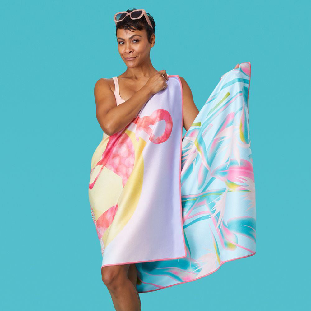 Werkshoppe Flamingo Sunset Microfiber Reversible Beach Towel Large 79x173cm — image 4