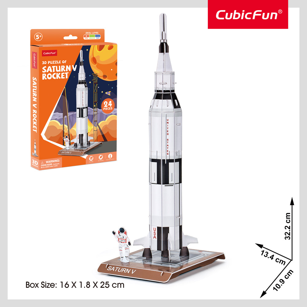 Cubic Fun CubicFun Saturn V Rocket 3D Puzzle Kids/Children Interactive Building Toy (24 Pieces) — image 2