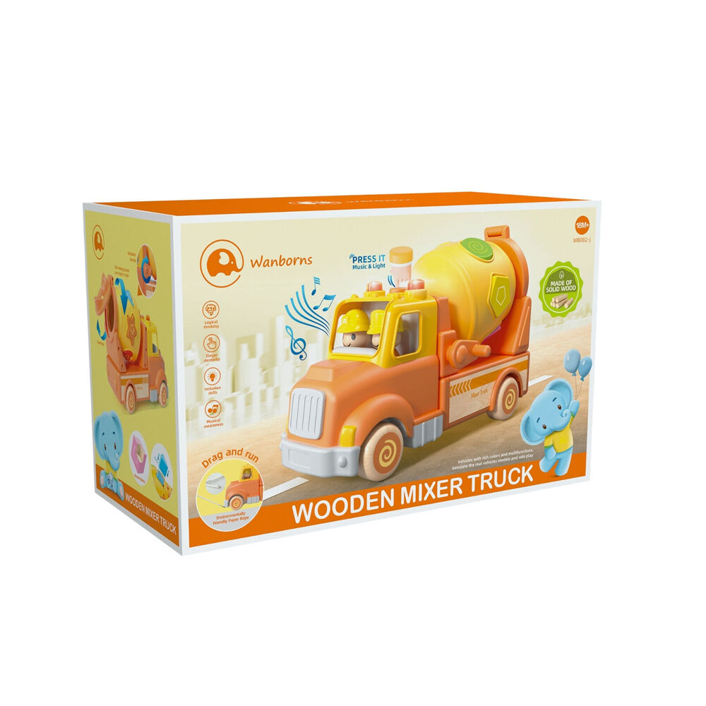 Wanborns Wooden Mixer Truck w/ Blocks Sound And Light Kids/Children 18m+ — image 6