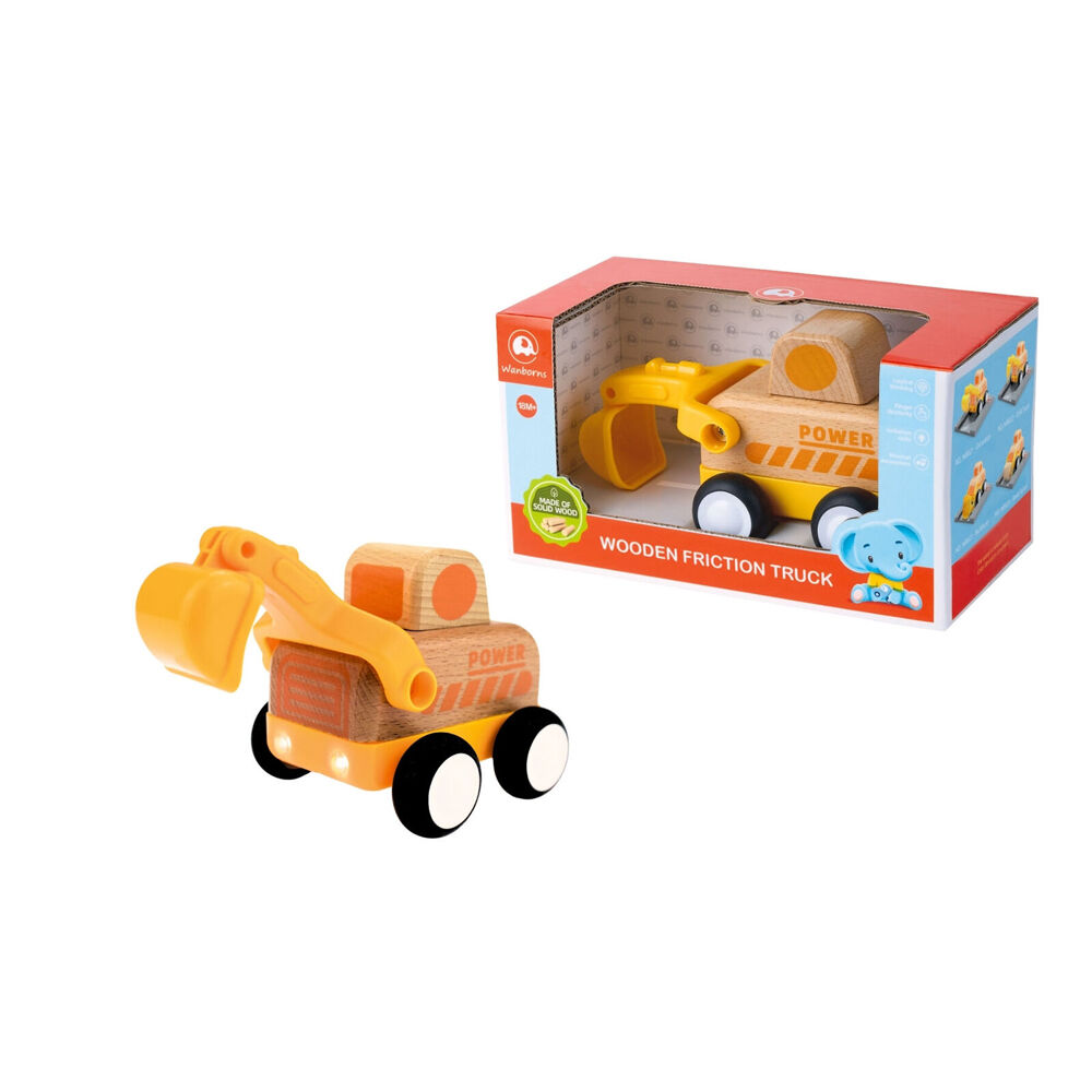 Wanborns Wooden Friction Digger & Bulldozer Truck w/ Lights and Sounds 18m+ — image 2