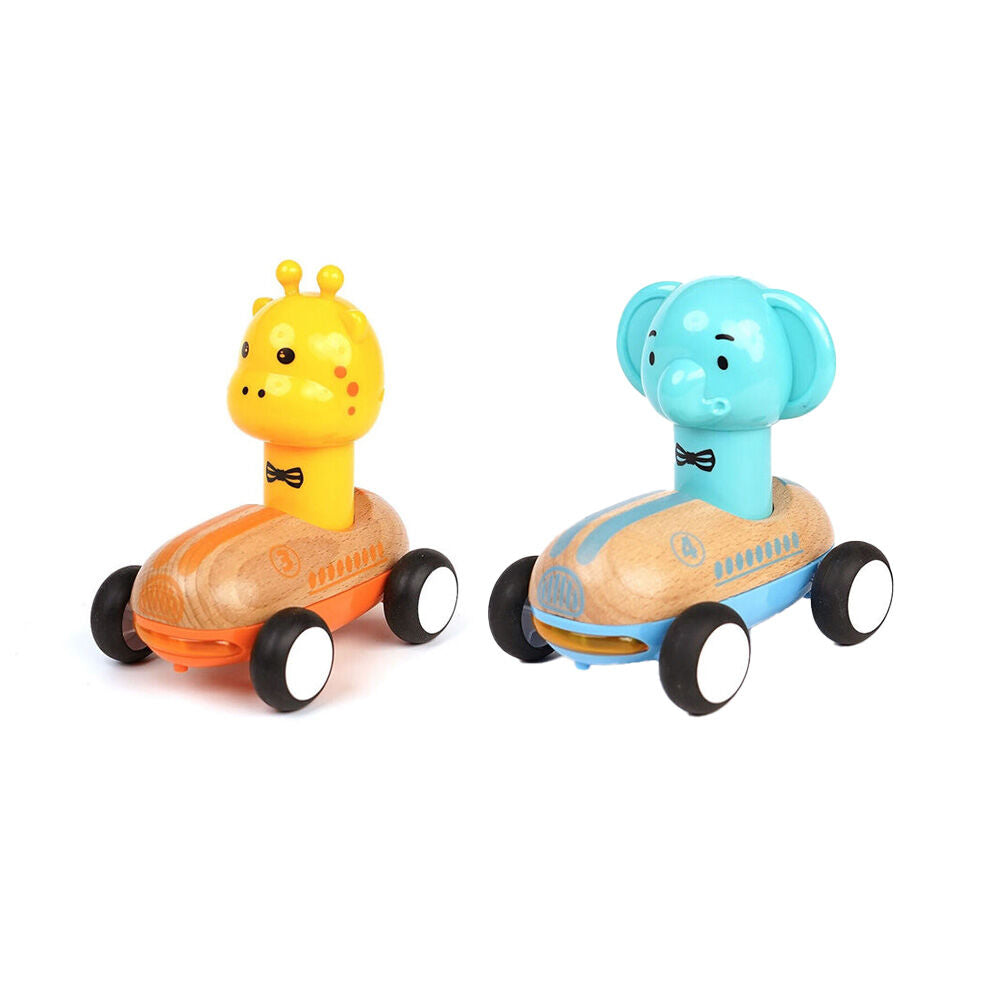 Wanborns Wooden Press Go Racer Giraffe & Elephant w/ Lights and Sounds 18m+