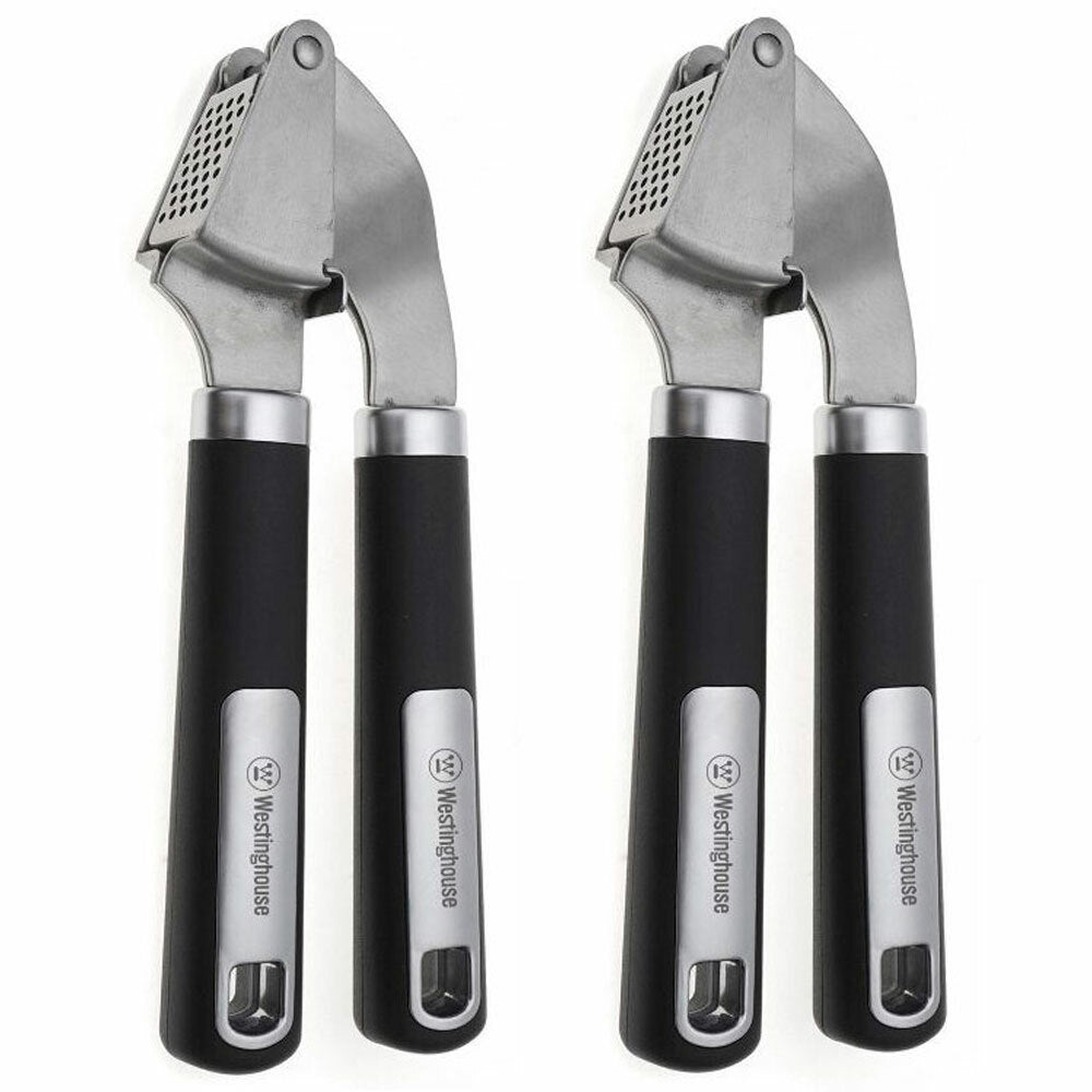 Westinghouse Stainless Steel Garlic Press Silicone Handle Home Kitchen Tool (2 Pack)