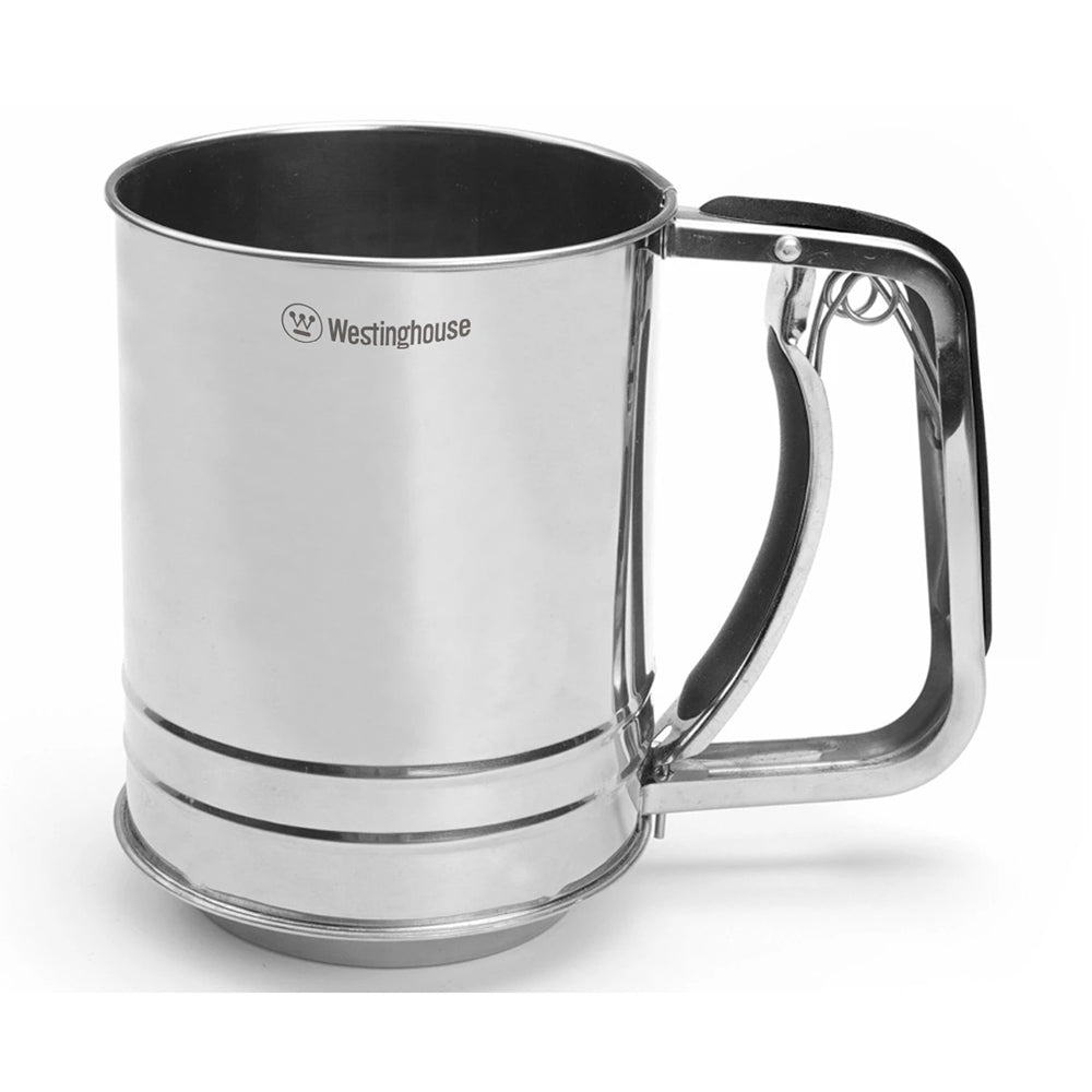 Westinghouse 3-Cup Mesh Flour Sifter One-Handed Soft Grip Stainless Steel
