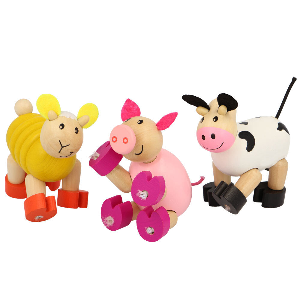 Majigg Wood Flexi Farm Animals 7cm Fun Collectibles Toys Kids/Children Assort (3 Pack)