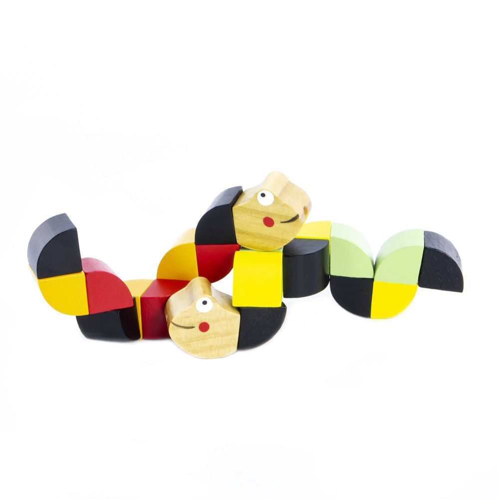 Majigg 15cm Twisty The Snake Kids/Children Fun Interactive Sensory Wooden Toy (3 Pack)