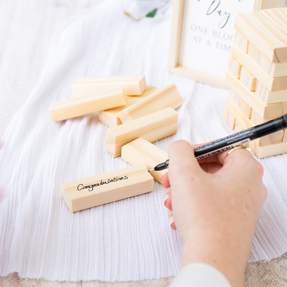 Splosh Wedding Wooden 26.5x10cm Decorative Signature Block Engagement Event Decor Cream — image 3