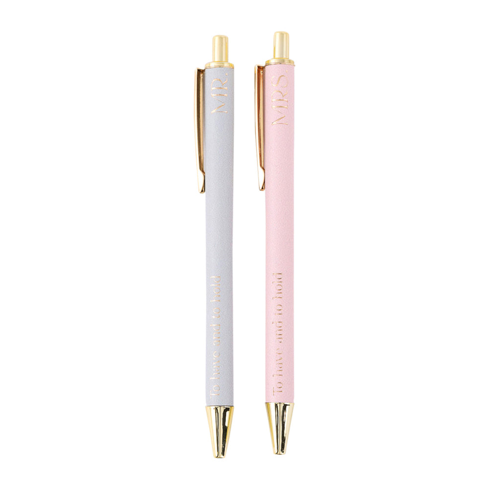 Splosh Wedding Blue/Pink Mr & Mrs Writing/Signing Pen Set 0.8mm Tip 14cm (2 Pieces)