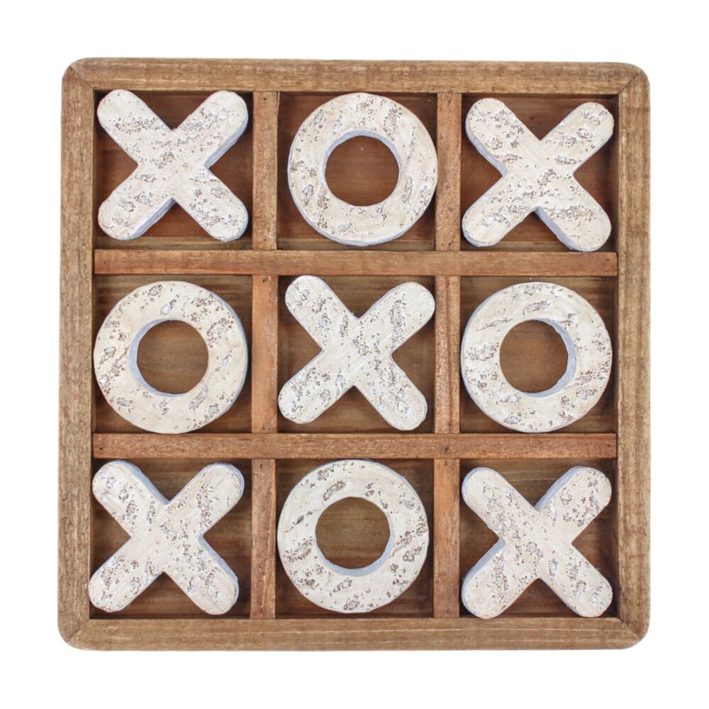 Karson Woodland x & O Tic Tac Toe Board Game Set 22x22x3.5cm Natural (9 Pieces)