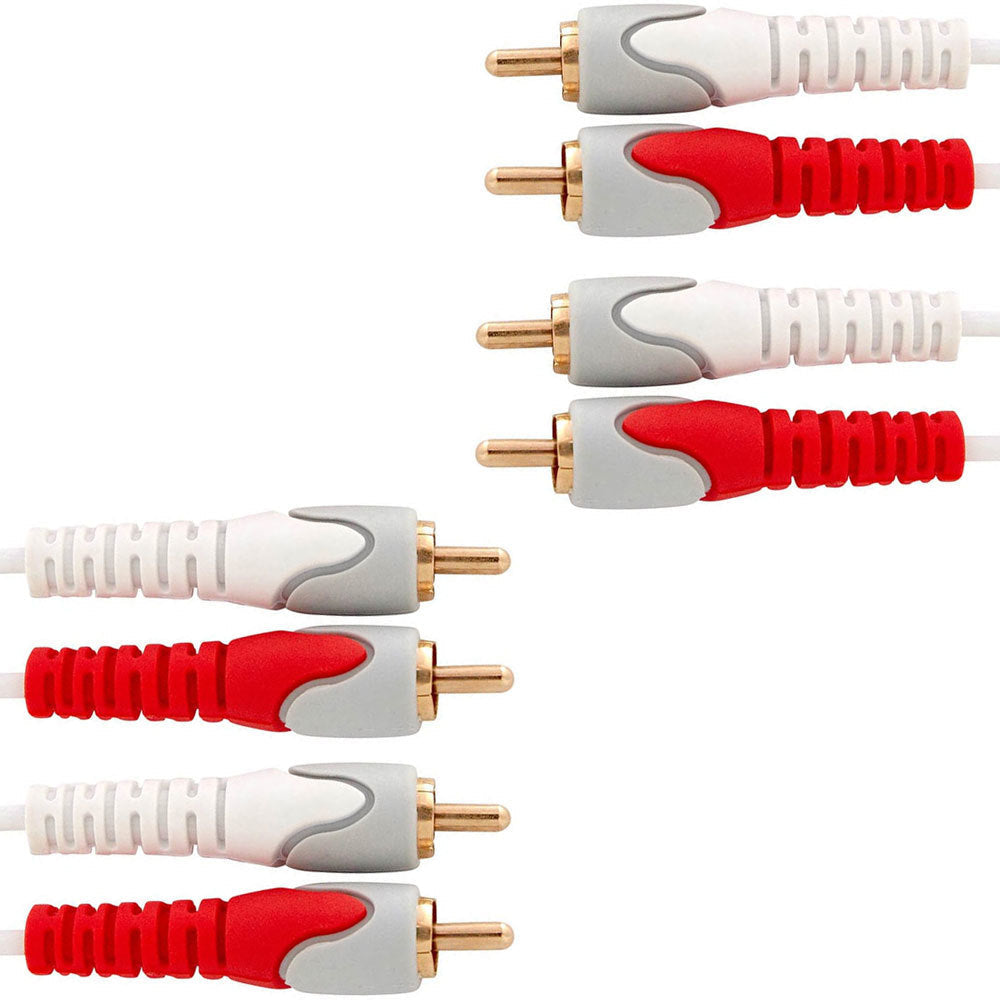 Westinghouse 1.5m 2x Male RCA to 2x Male RCA Cable - White (2 Pack)
