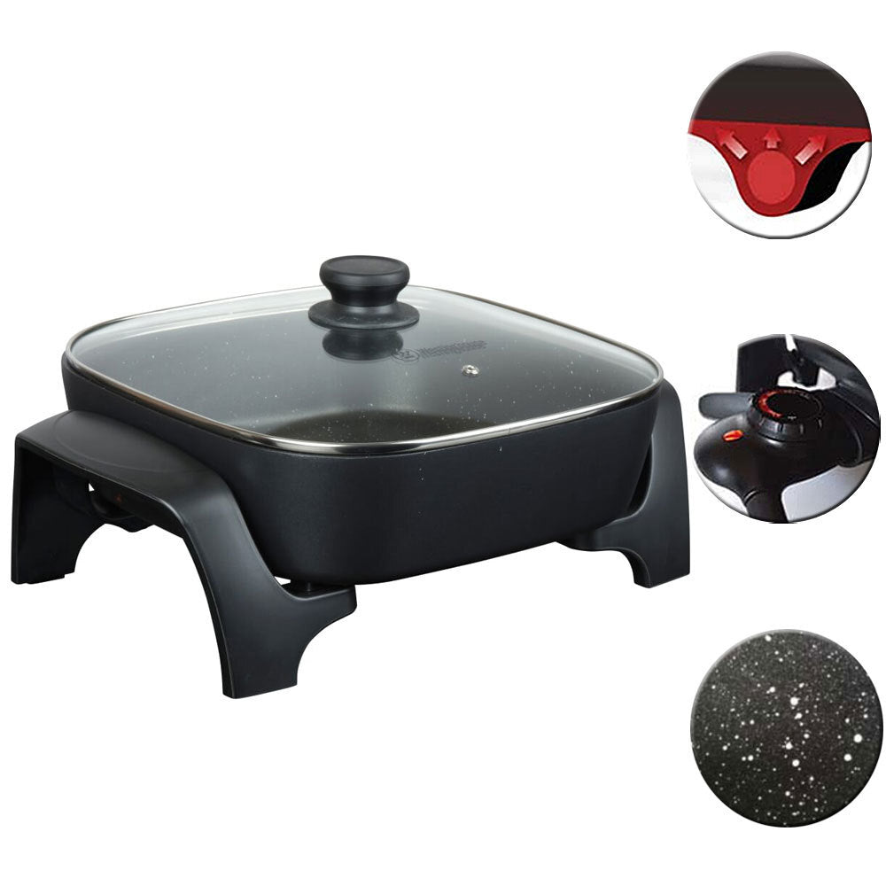 Westinghouse 12" Non-Stick Electric Skillet Fry Pan w/ Glass Lid Cookware Black — image 2