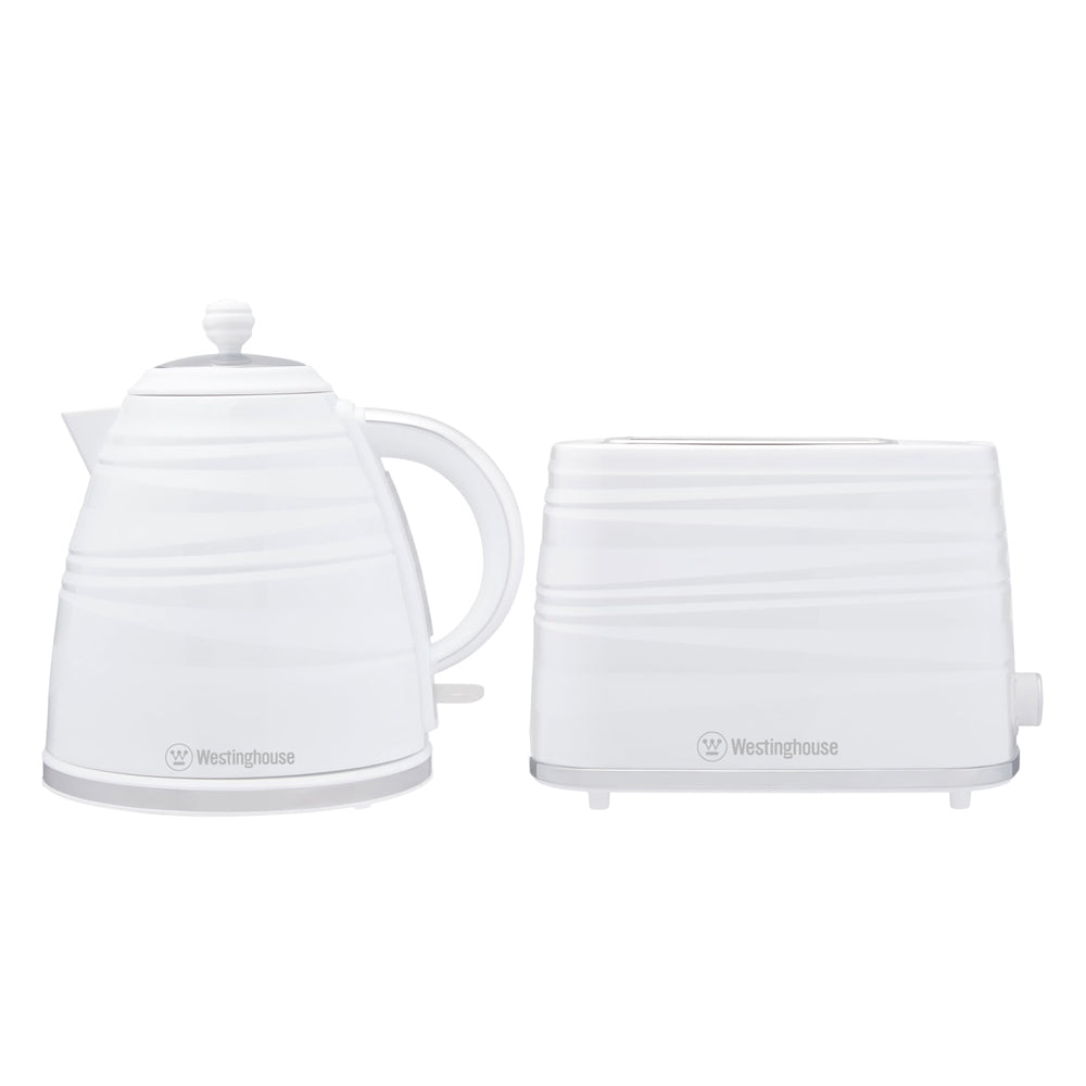 Westinghouse Plastic 1.7L kettle & 2 Slice Toaster Pack - White
