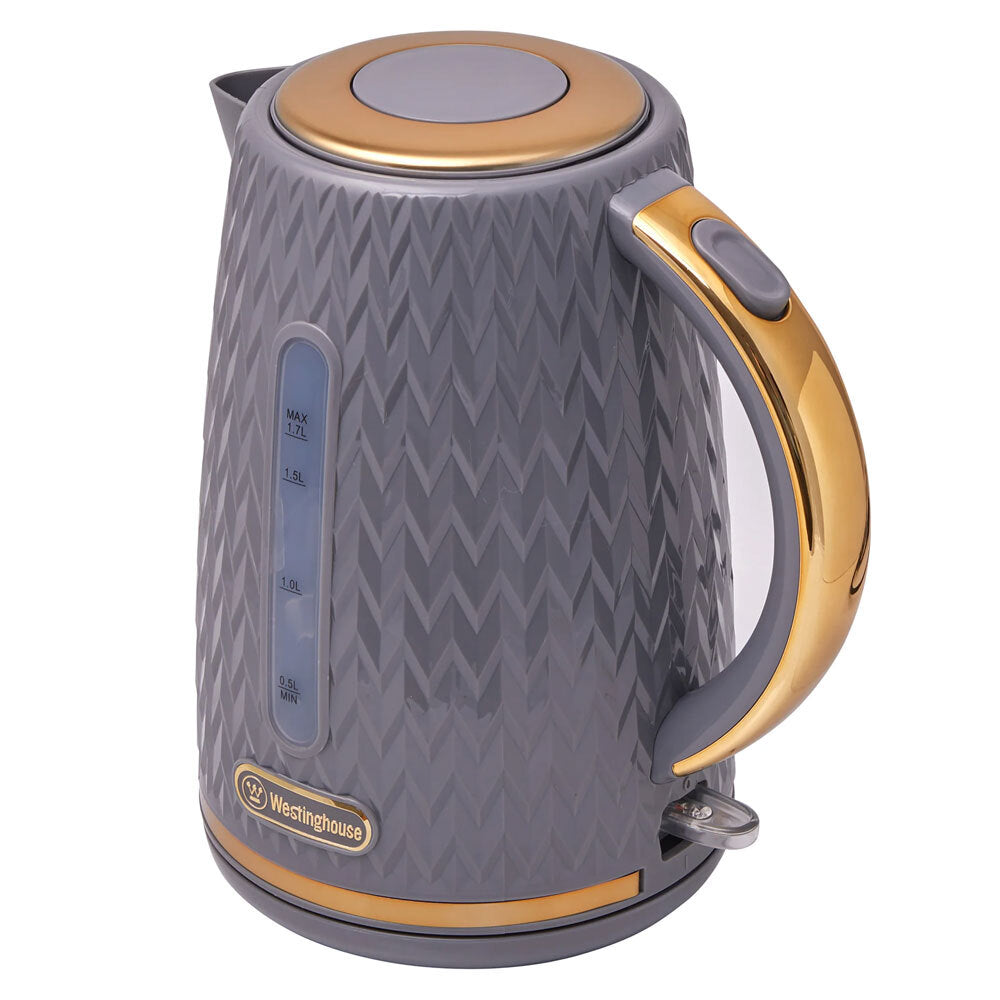 Westinghouse Zig Zag Pattern Grey/Gold 1.7L Kettle & 4 Slice Toaster Pack — image 2