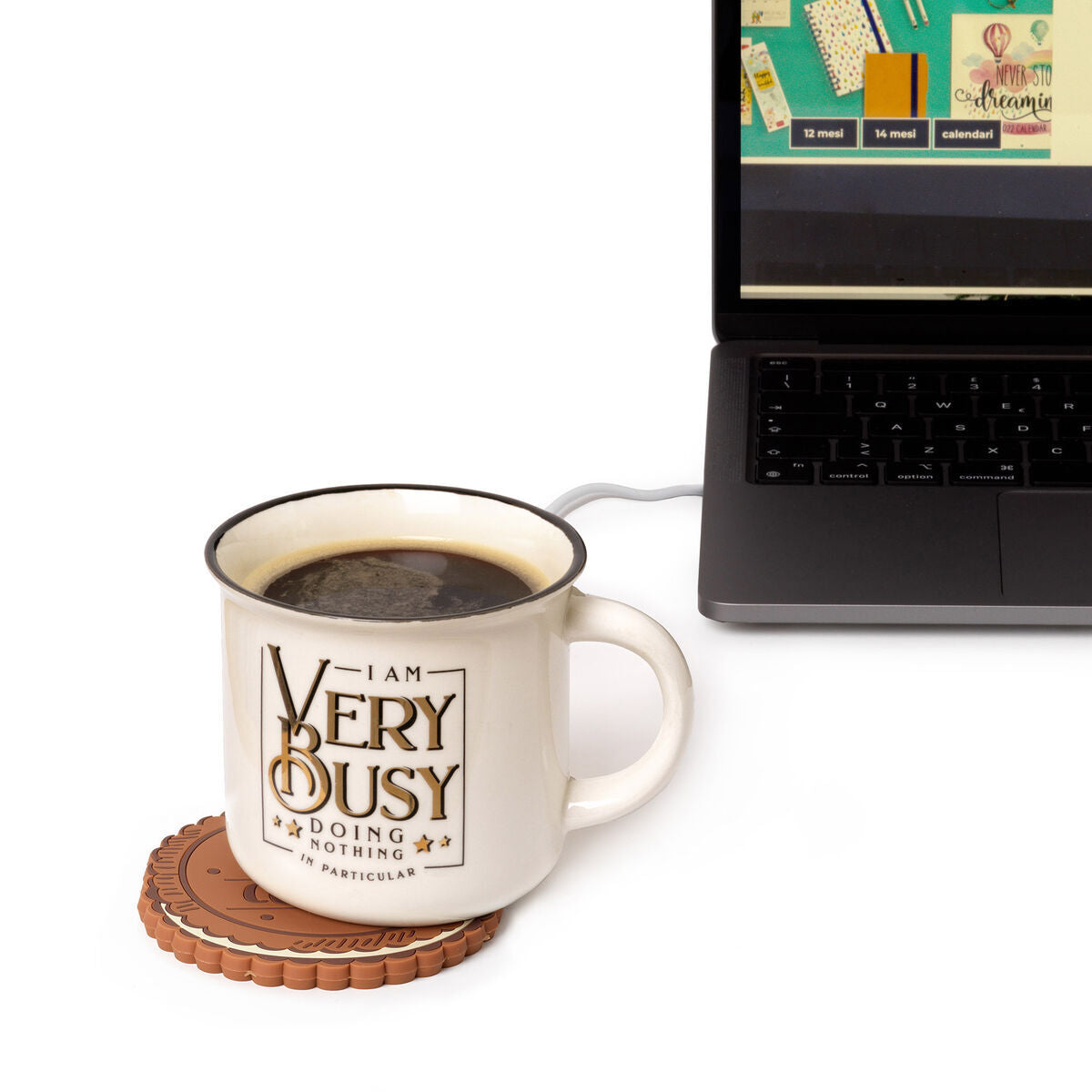 Legami 10cm Warm It Up USB Coffee Mug/Cup Drink Warmer Heating Coaster Cookie — image 3