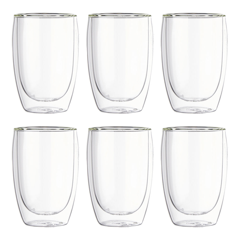 Wilmax England 100ml Thermo Double Wall Glass Cup Water Drinking Mug Clear (6 Pieces)