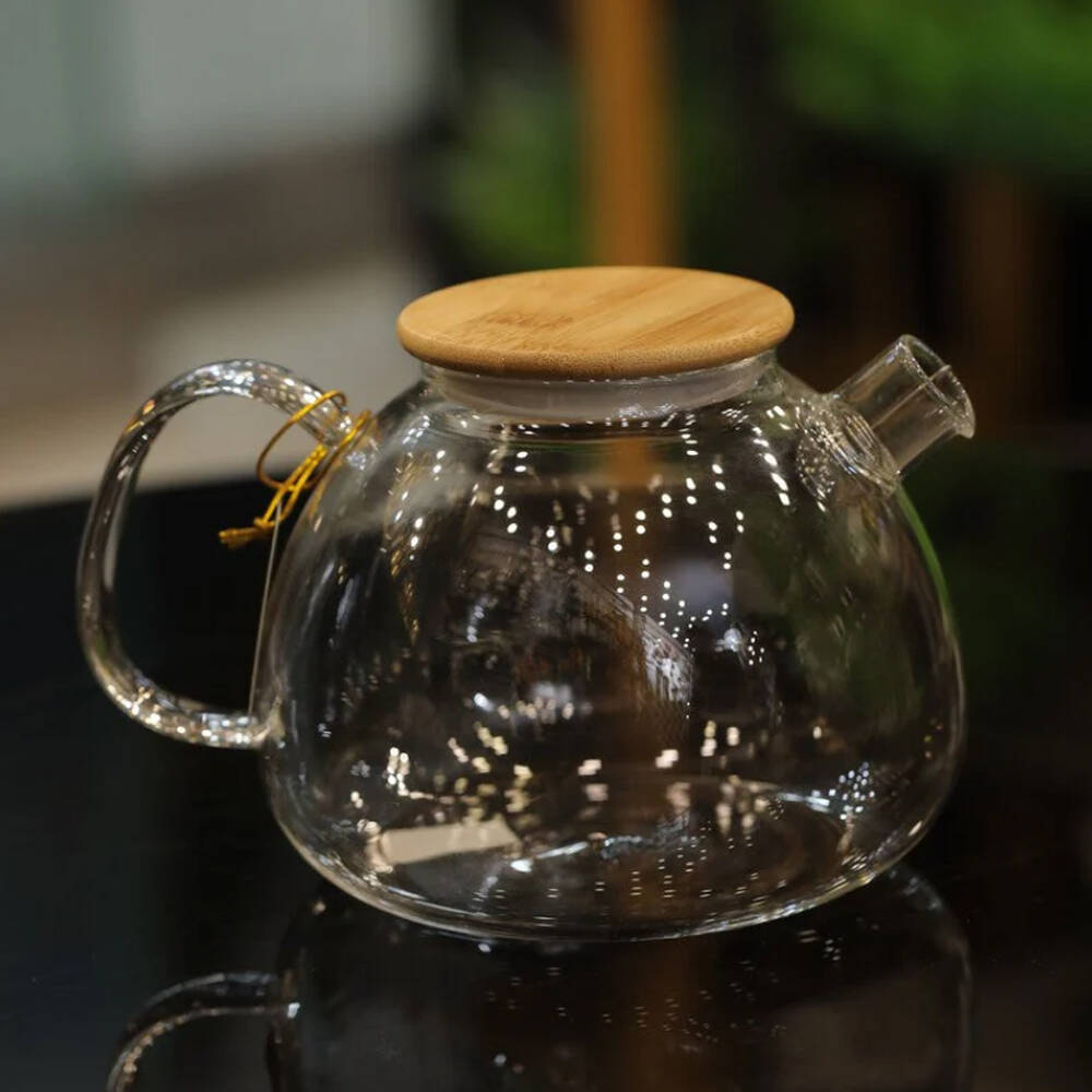 Wilmax England Thermo Glass 1000ml Teapot Container Glassware w/Bamboo Lid Clear — image 2