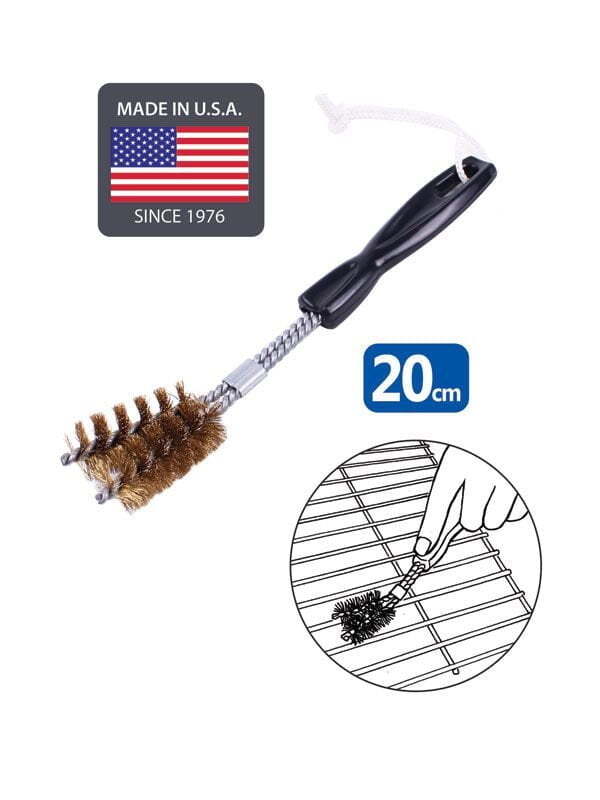 White Magic Brass Spiral 20cm Barbecue Grill Brush Short V-Shaped Cleaner Black — image 4