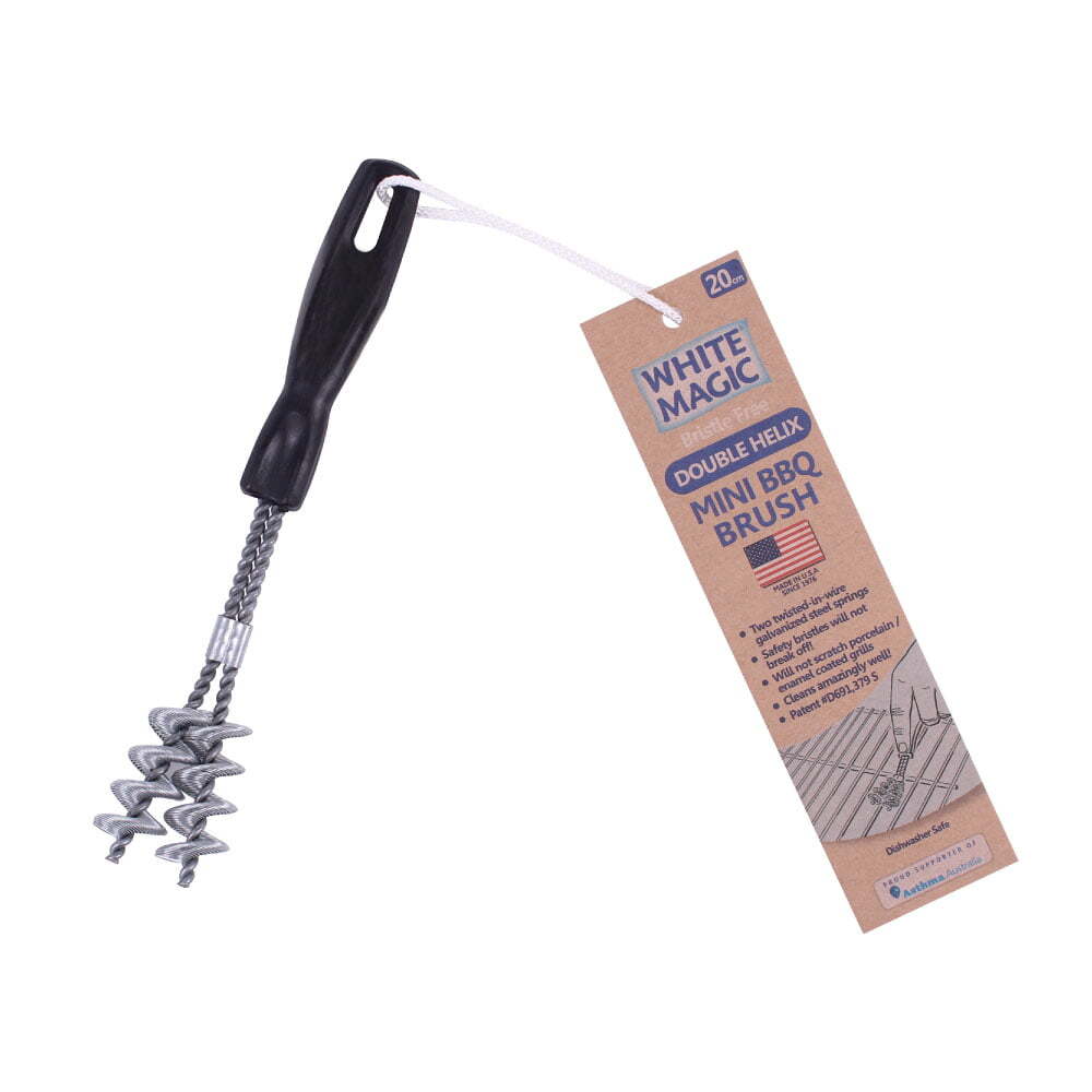 White Magic Mini 20cm Cleaning Barbecue Grill Brush Double Helix Cleaner BLK (2 Pack) — image 2