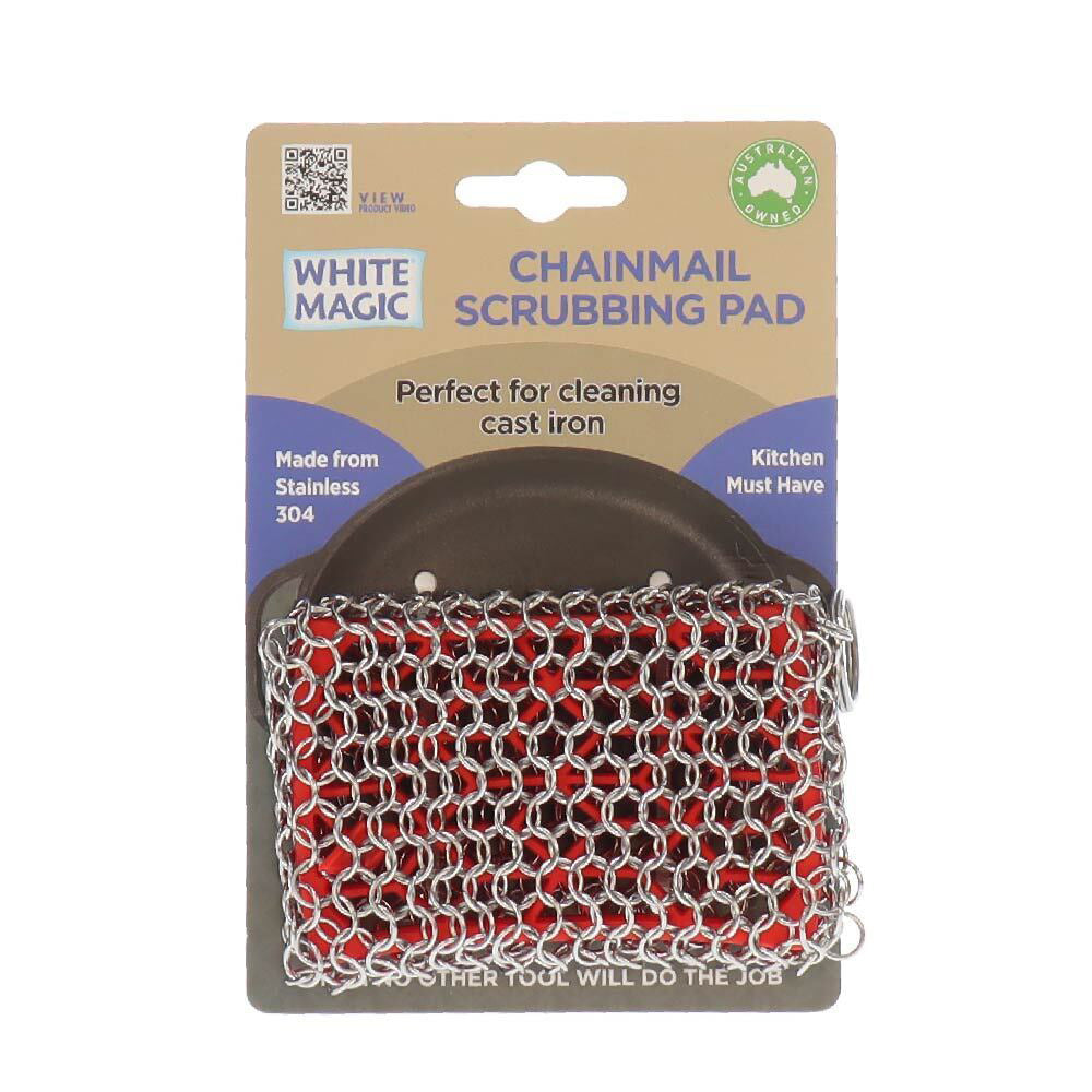 White Magic Stainless Steel 11cm Chainmail Scrubbing Pad Pot/Pan Residue Cleaner