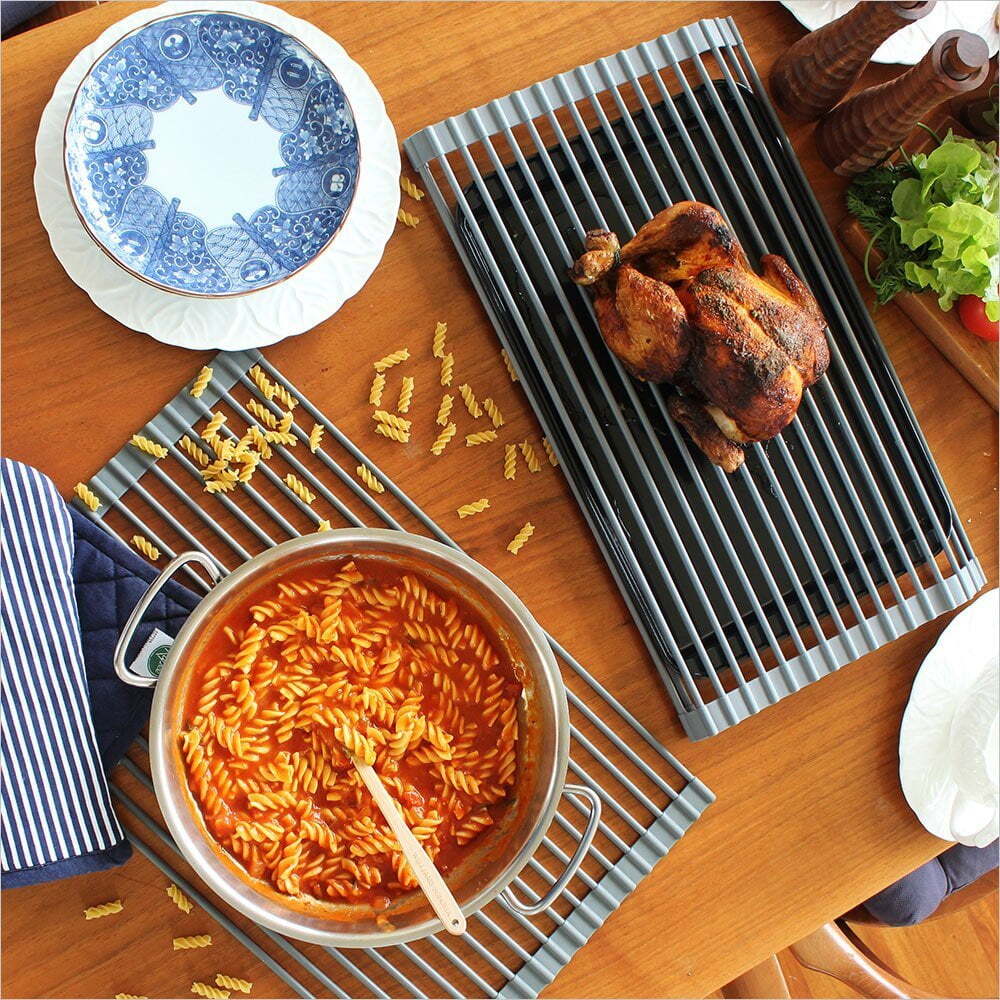 White Magic 52cm Sink Organiser Dish Drying Rack/Trivet Table Protector Grey — image 4