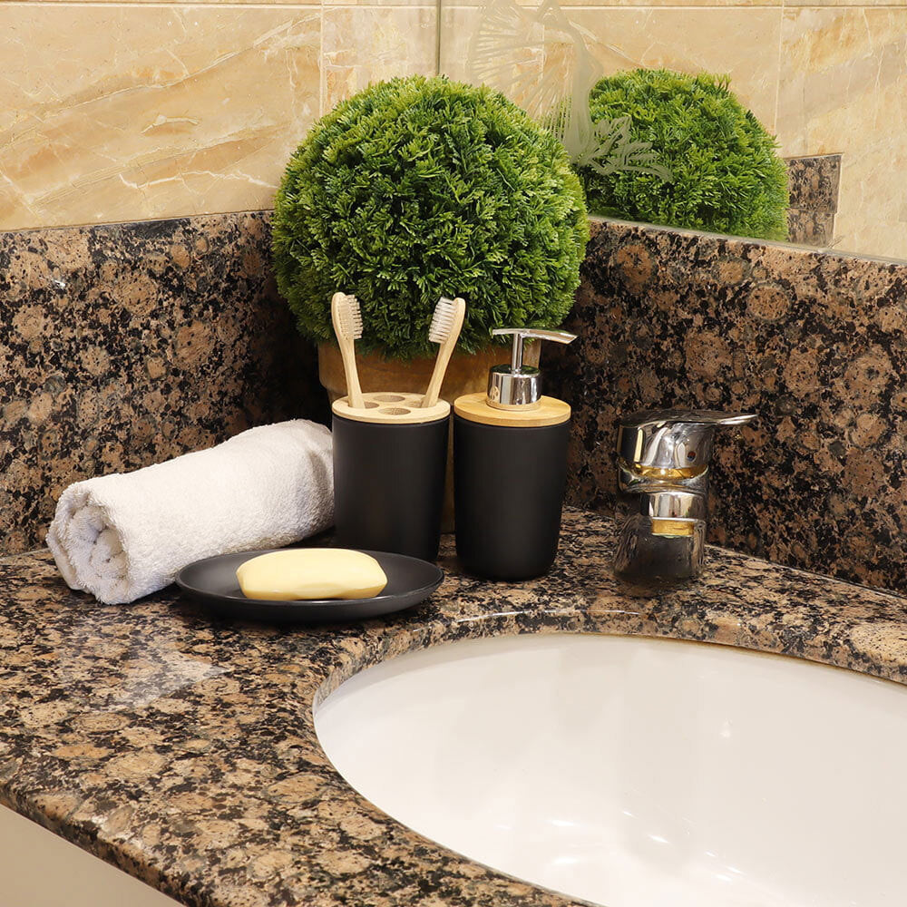 Eco Basics 3-in-1 Vanity Bathroom Set Toothbrush/Soap Holder Dispenser Tray BLK — image 6