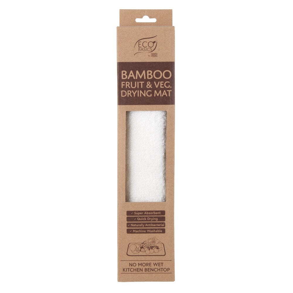 Eco Basics Bamboo & Microfibre Washable Fruit/Vegetable Drying Mat/Pad White
