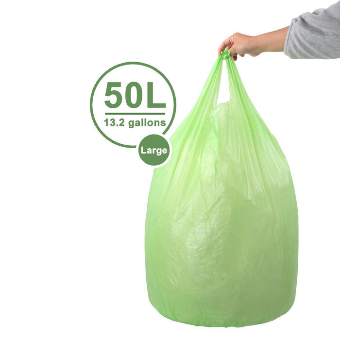 Eco Basics 50L Large Biodegradable Garbage Bags Waste Storage Container Green — image 2