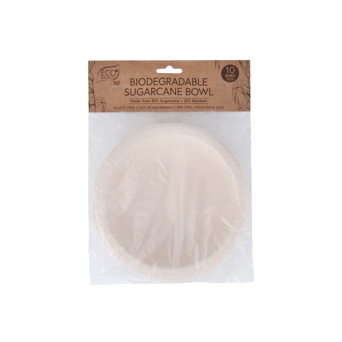 Eco Basics Biodegradable Sugarcane Food/Soup Bowl Disposable Container (10 Pieces) — image 2