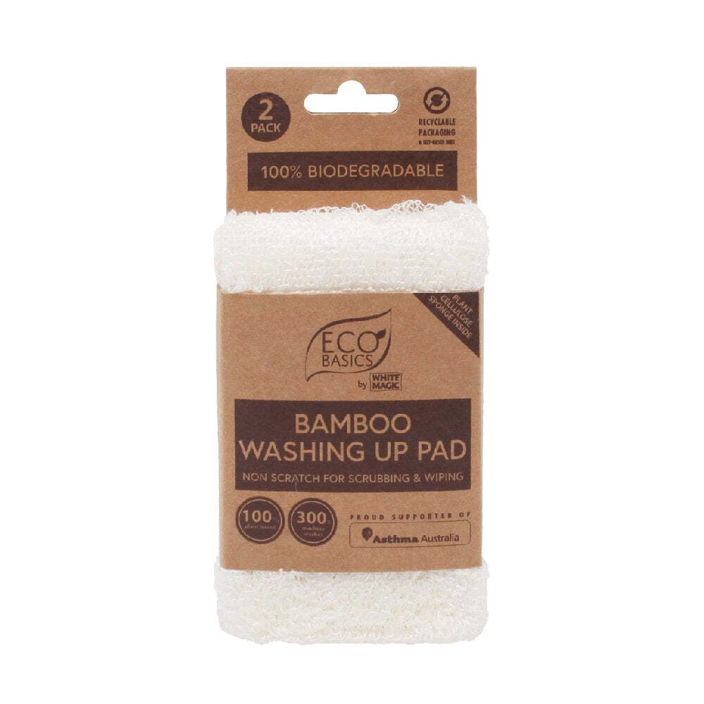 Eco Basics Bamboo Washing Up Absorbent Pad Plate/Cup Kitchen Cleaning Tool (2 Pack) — image 2