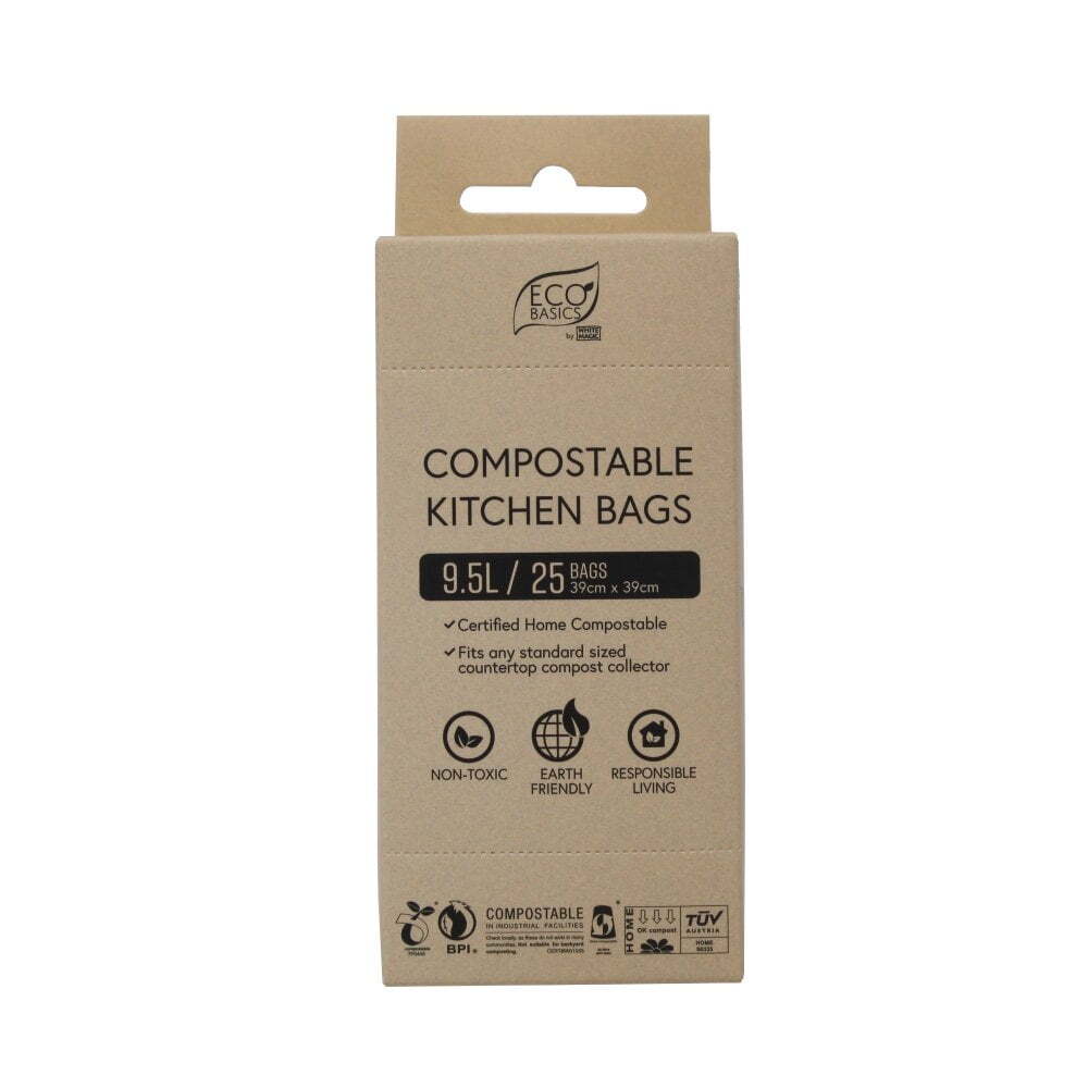 Eco Basics 9.5L Compostable Bags Home/Kitchen Food Garbage/Waste Bin Liner (25 Pieces)