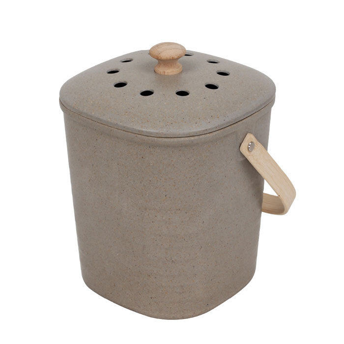 Eco Basics 4L Plant-Based Compost Kitchen Waste Bin Garbage/Trash Pot Granite — image 2